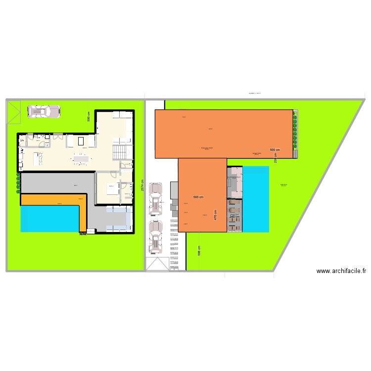 Villa 5 V5. Plan de 44 pièces et 2600 m2