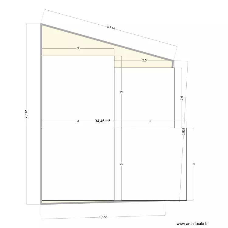 sauve2. Plan de 1  et 34 m²