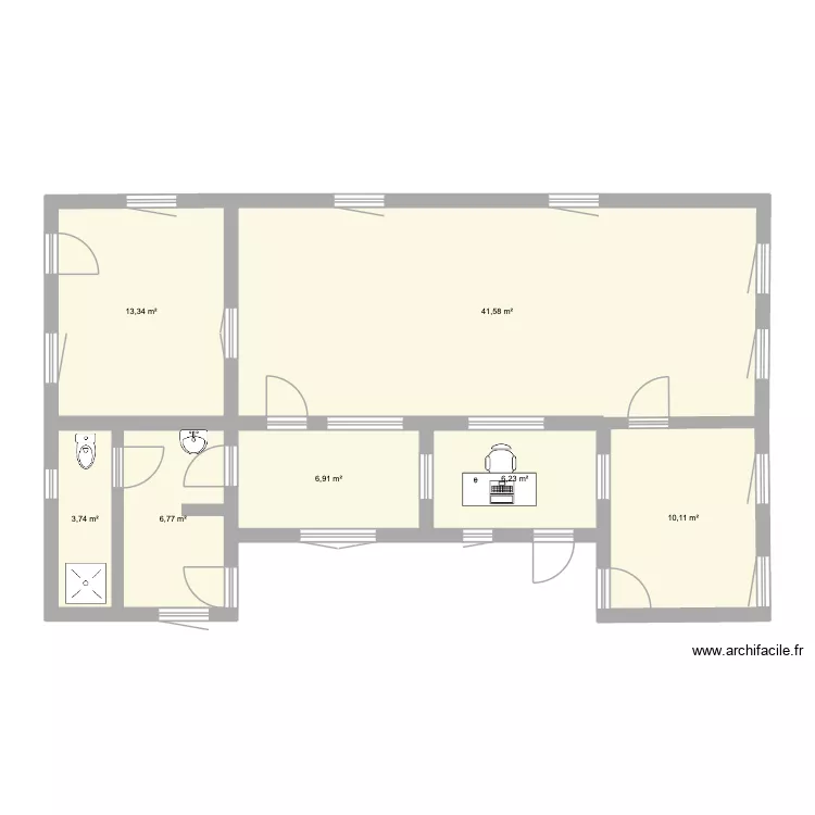 ancienne laiterie. Plan de 7  et 89 m²
