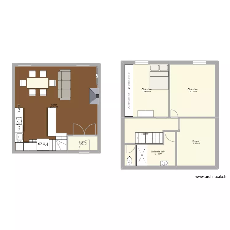 Appart Pont. Plan de 7 Pièces et 88 m²