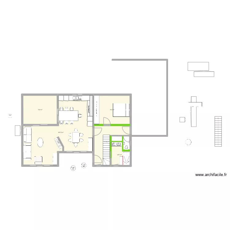 super. Plan de 5  et 89 m²