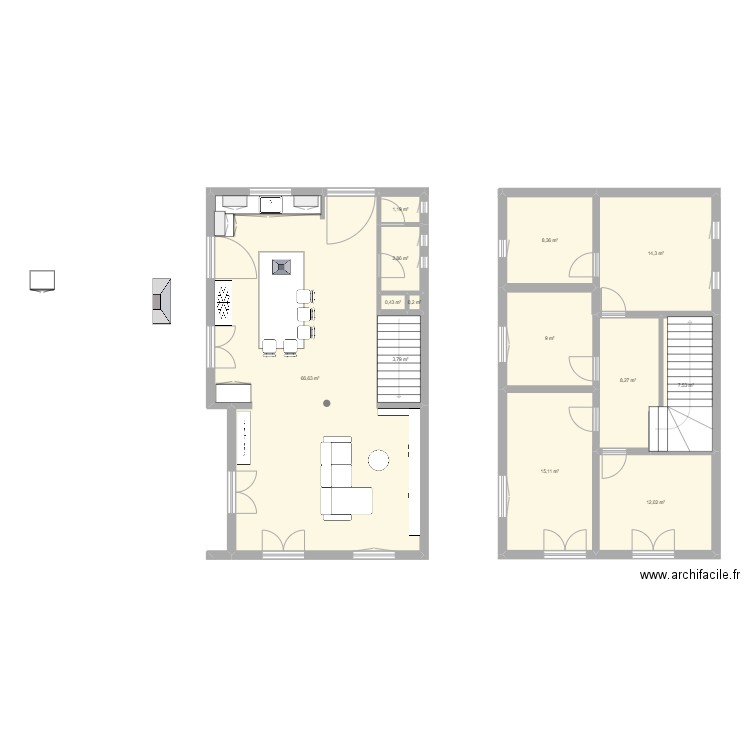Maison V1 test modif salon. Plan de 13 pièces et 150 m2