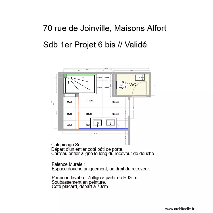 70 Joinville SDB Calpinage 1er. Plan de 