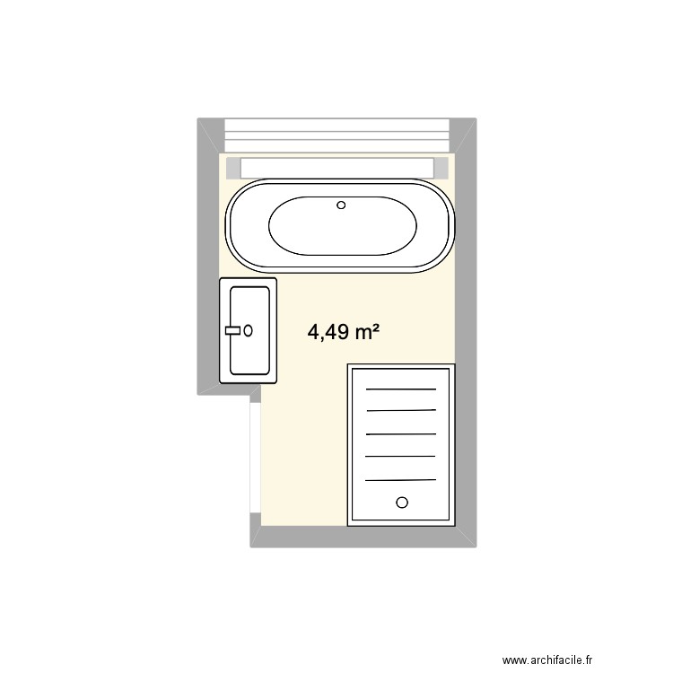SDB + douche. Plan de 1 pièce et 4 m2