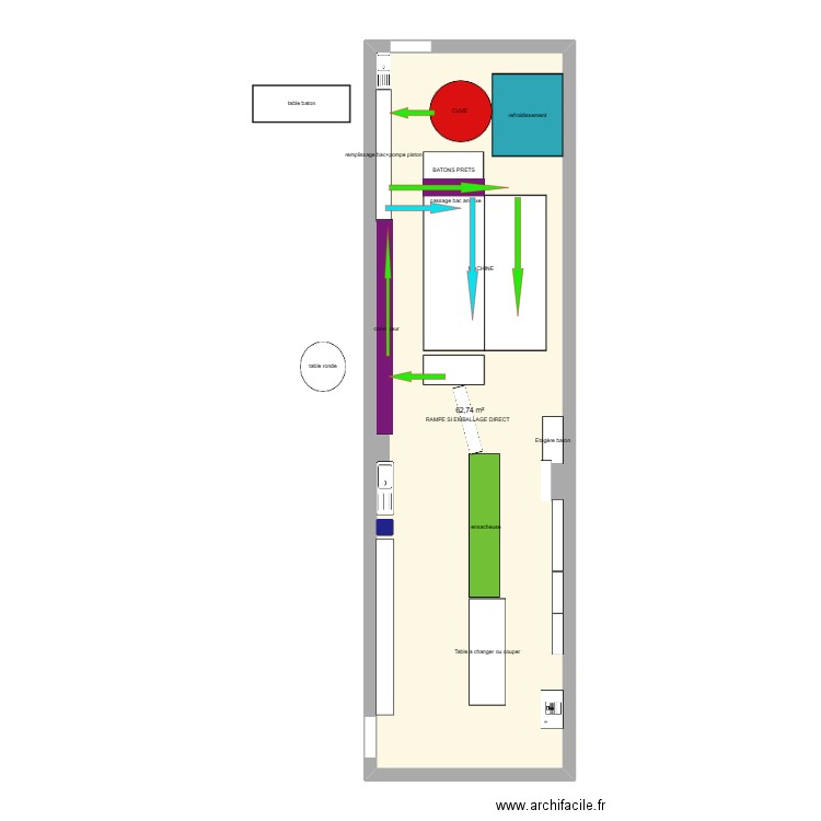 paleta. Plan de 1 pièce et 63 m2