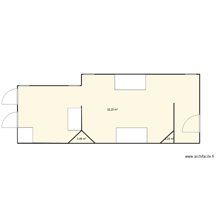 Labo  rempli. Plan de 3 pièces et 39 m2