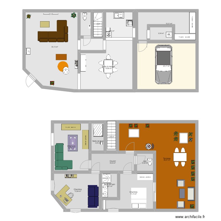 Wastyn couleur. Plan de 16 pièces et 197 m2