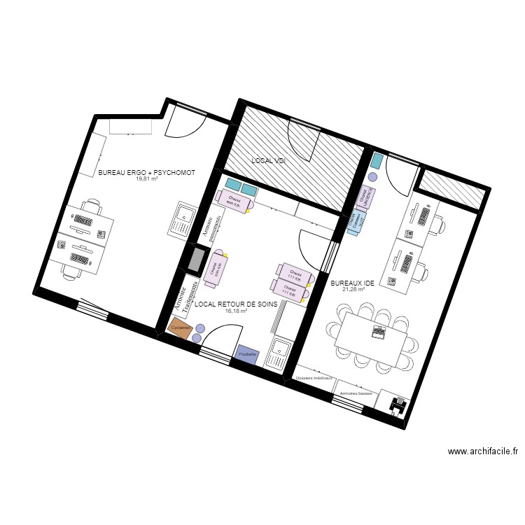 PLAN INFIRMERIE. Plan de 6 pièces et 65 m2