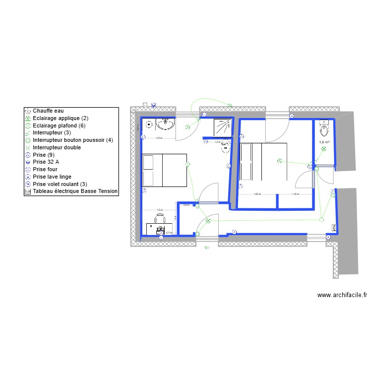la soudière. Plan de 1 pièce et 2 m2