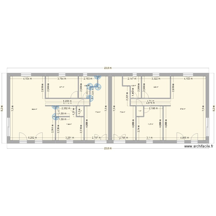 maison double. Plan de 12 pièces et 165 m2