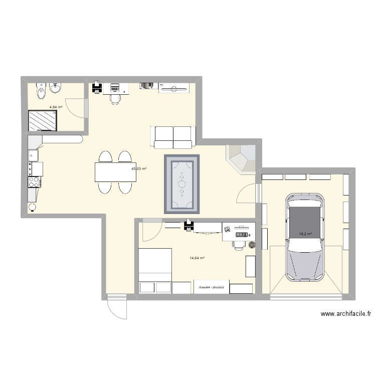 plan maison devoirs allemand. Plan de 4 pièces et 83 m2