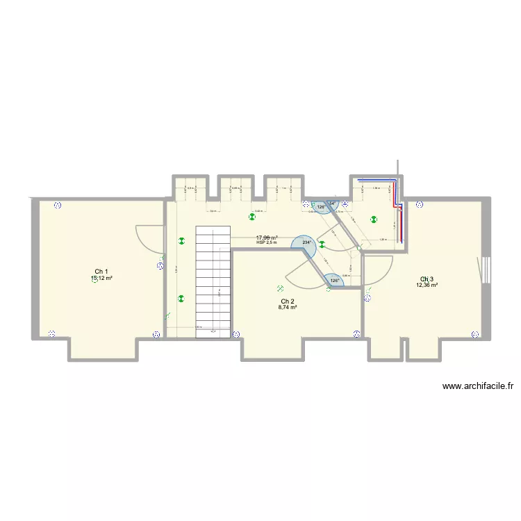 Plan &eacute;tage  Elec. Plan de 4  et 54 m²
