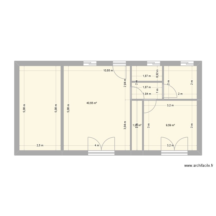 PLAN1. Plan de 3 pièces et 52 m2