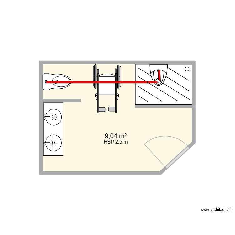 VANDAMMECH 33. Plan de 1 pièce et 9 m2