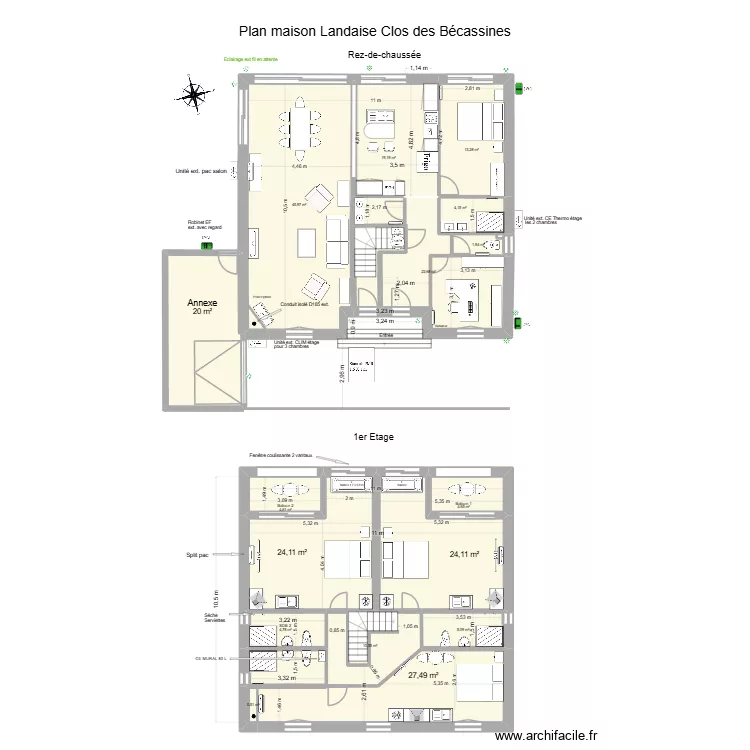 MAISON RDC CLOS DES BECASSINES GGE GCHE CUIS CTL PLUS. Plan de 