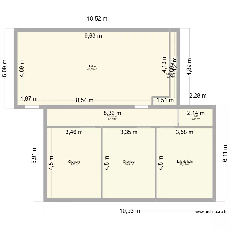 APPART 5. Plan de 7 Pièces et 106 m²