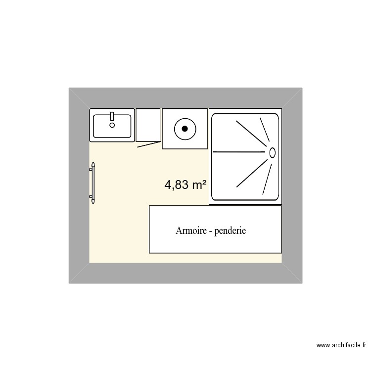 dégagement. Plan de 1 pièce et 5 m2