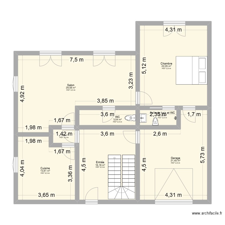 boussens. Plan de 8 pièces et 110 m2