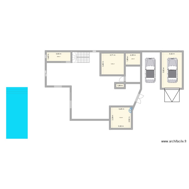 MAISON1. Plan de 6 pièces et 55 m2