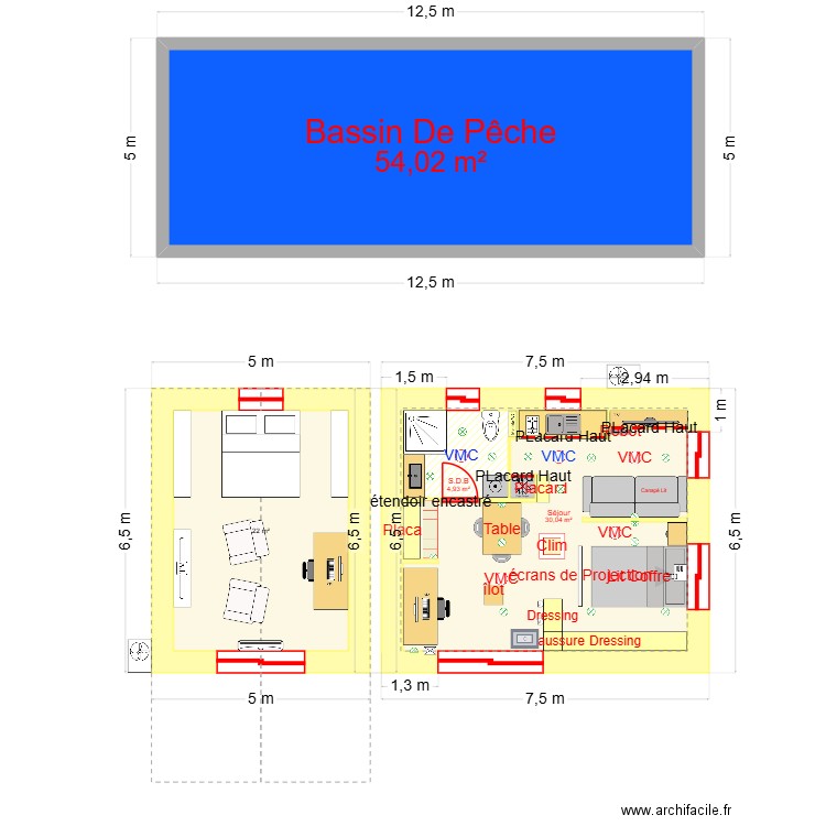 Petite maison Traditionnel. Plan de 4 pièces et 111 m2