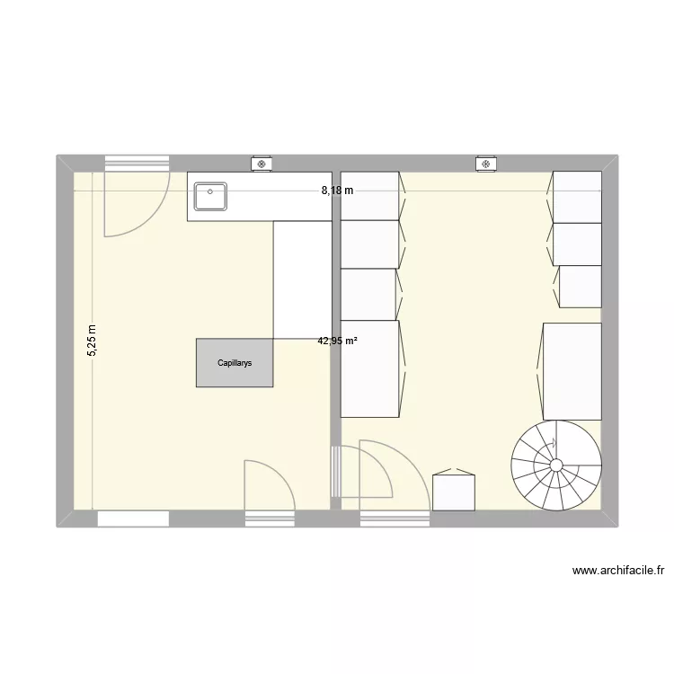 CAPY+réserve. Plan de 1 et 43 m² CAPY+réserve. Plan de 1 et 43 m²