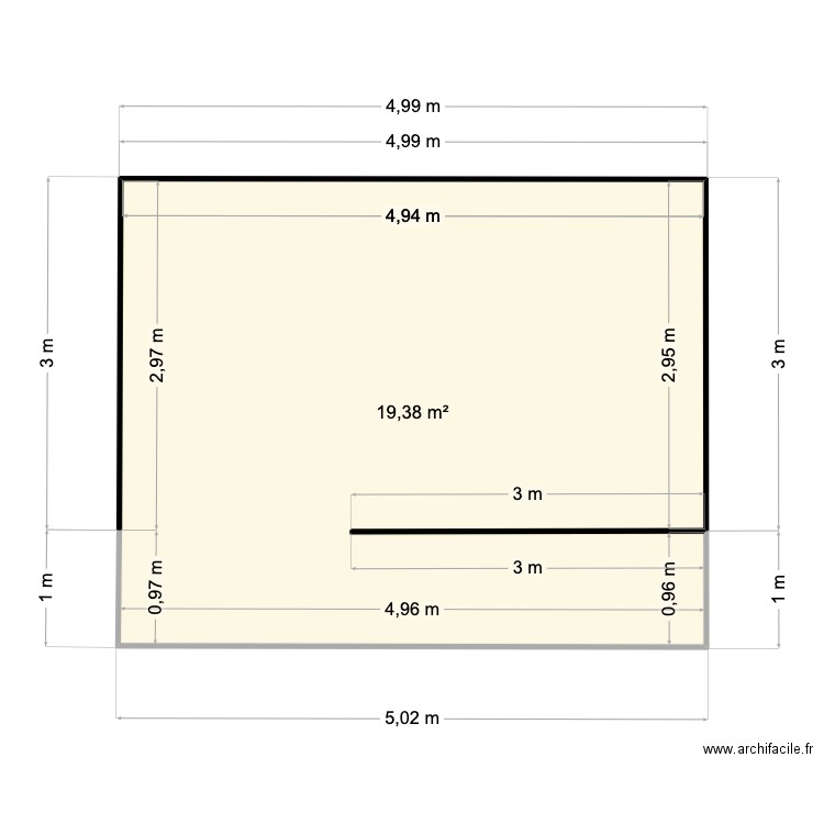 abrichevauxtoiture. Plan de 1 pièce et 19 m2