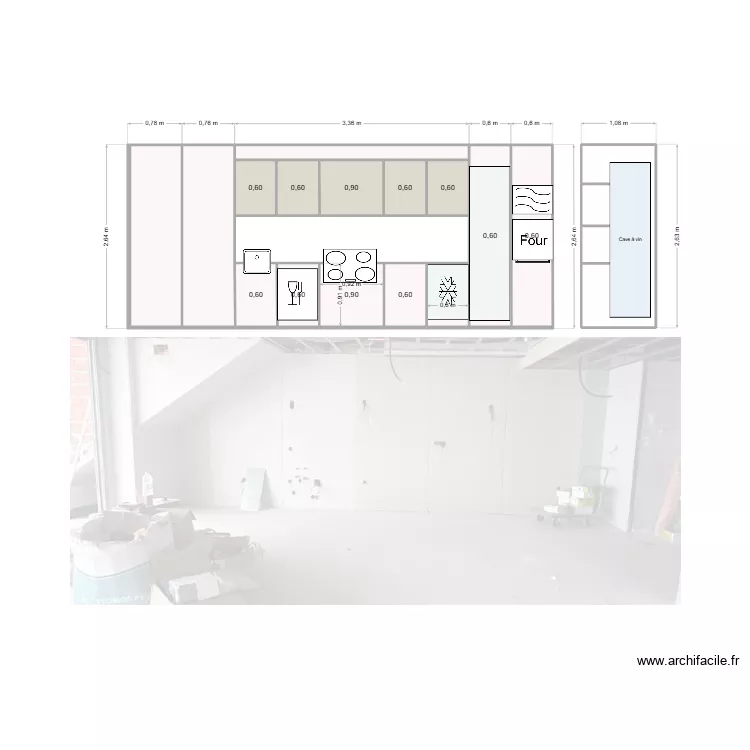 Atico 2 plan cuisine. Plan de 16  et 15 m²