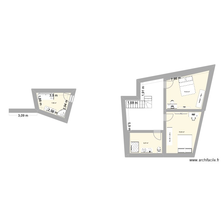 maison Charlene. Plan de 4 pièces et 49 m2
