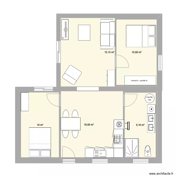 les blins 2. Plan de 5  et 93 m²