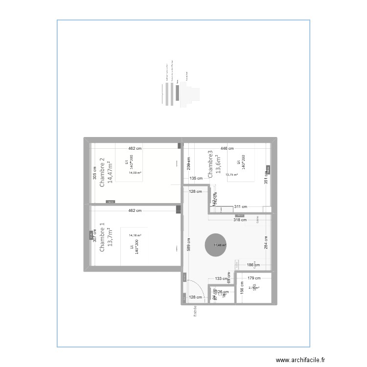 4 sq Chales Michel. Plan de 6 pièces et 63 m2