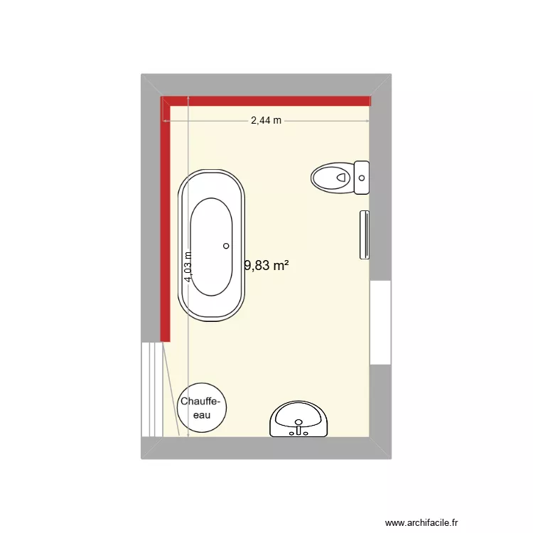 salle de bain2. Plan de 1  et 10 m²