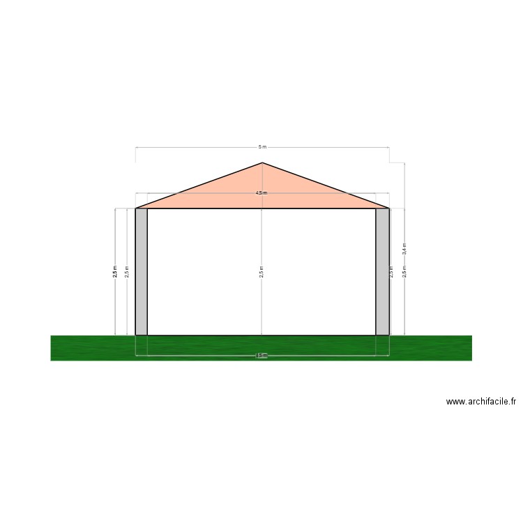 Garage coupe ouest - est. Plan de 0 pièce et 0 m2