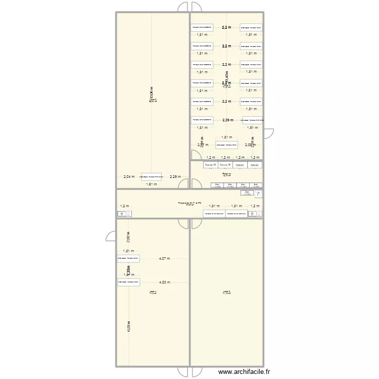 Bloc TP amenage. Plan de 6  et 340 m²
