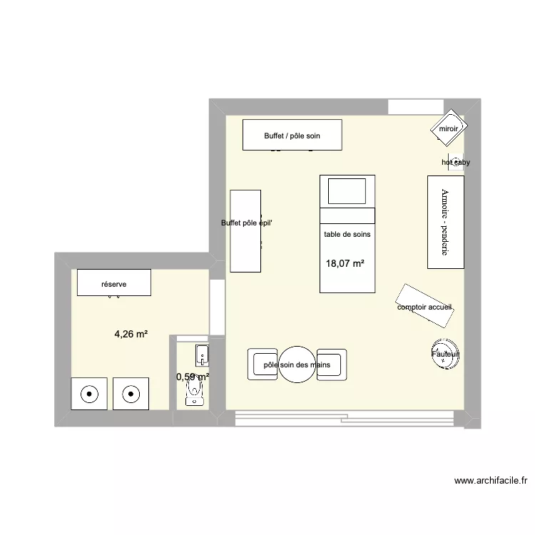 artisane du soin. Plan de 3 et 23 m² artisane du soin. Plan de 3 et 23 m²