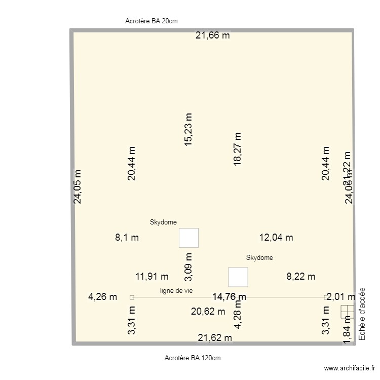 Toiture Banque Populaire. Plan de 1 pièce et 521 m2