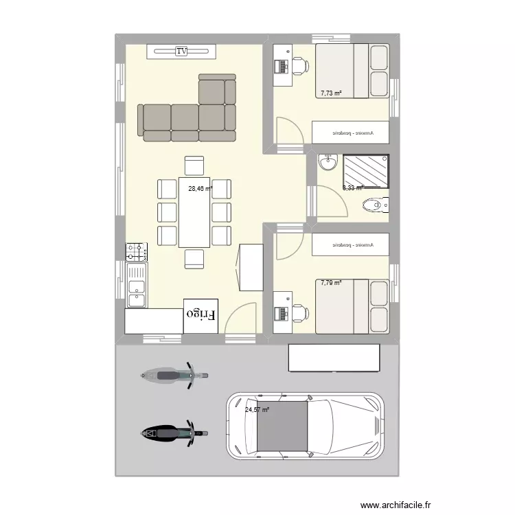 Plan F3. Plan de 5 Pièces et 72 m² Plan F3. Plan de 5 Pièces et 72 m²