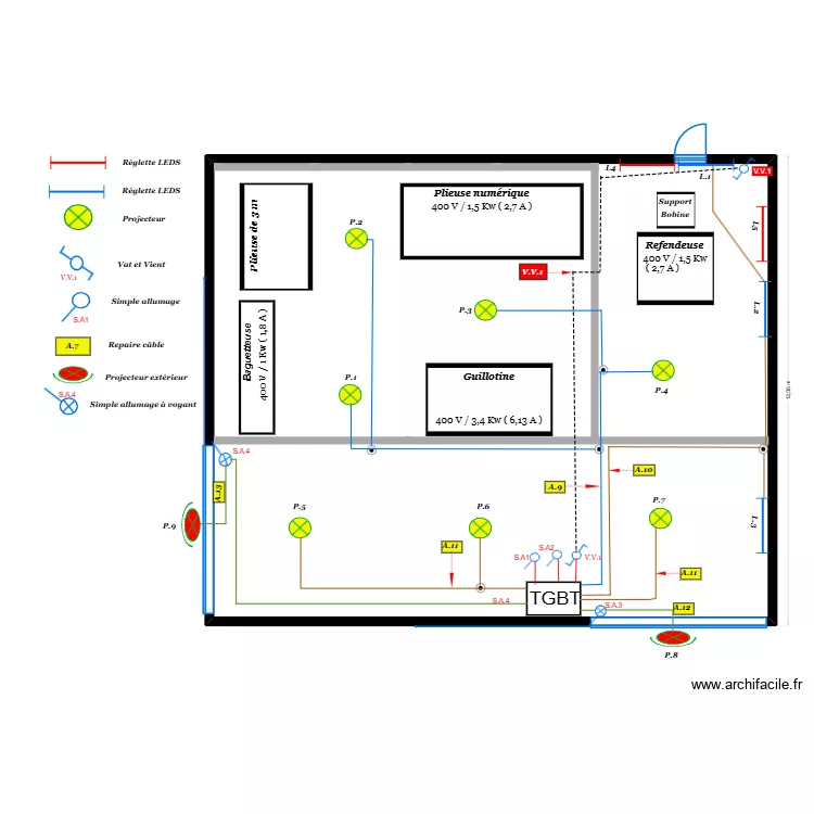 BOURGEOIS atelier zinguerie / Réseau électrique, éclairage. Plan de 1 Pièce et 166 m² BOURGEOIS atelier zinguerie / Réseau électrique, éclairage. Plan de 1 Pièce et 166 m²