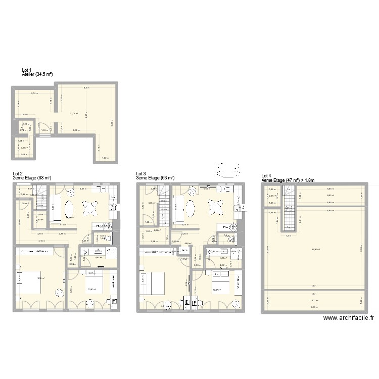 App de la gare 2eme lisa. Plan de 19 pièces et 261 m2