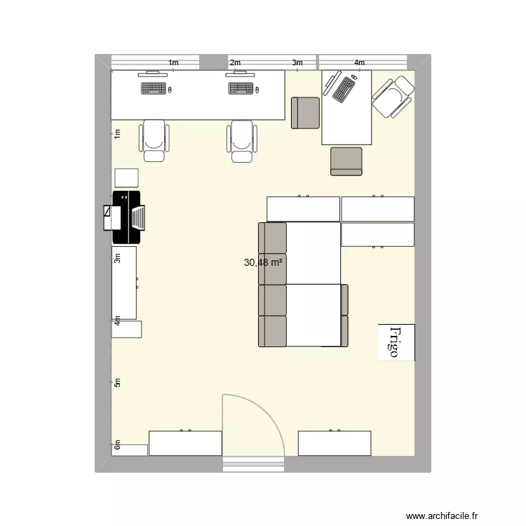 LOCAL SUD SANTE HMN 1. Plan de 1  et 30 m²