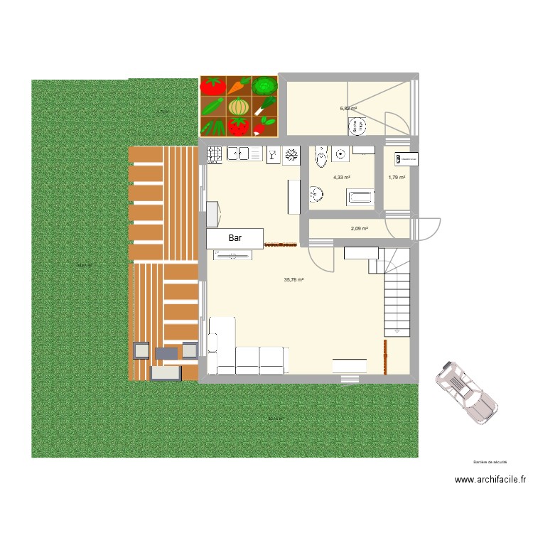 dedede. Plan de 5 pièces et 51 m2