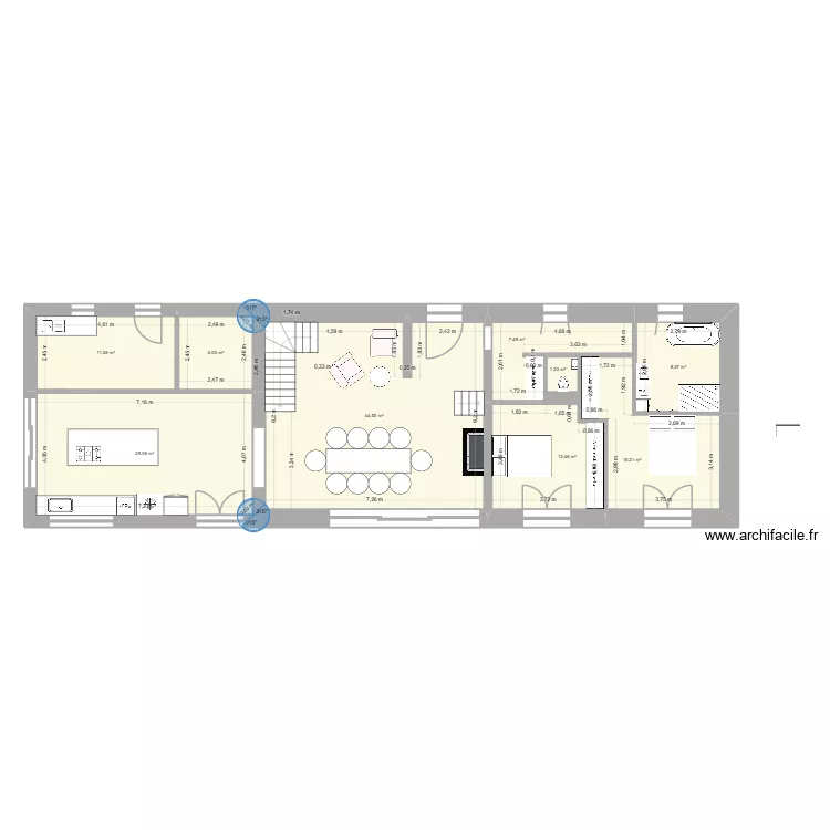 Maison V5. Plan de 19  et 274 m²