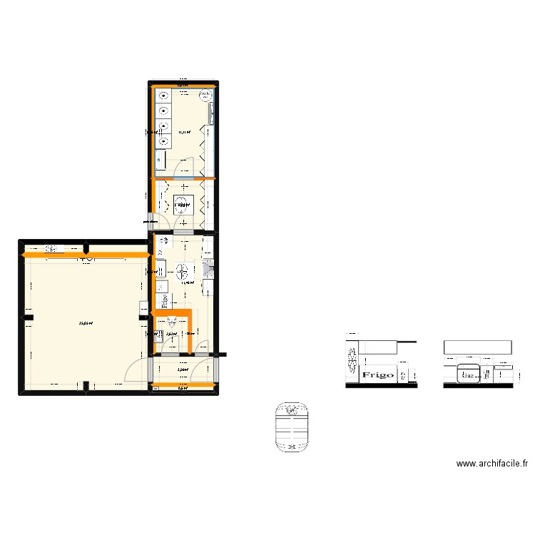 PROJET CUISINE BUANDERIE JAX . Plan de 13 pièces et 73 m2