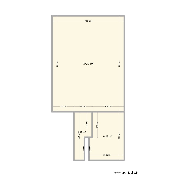 ST CROIX 1ER ETAGE. Plan de 3 pièces et 36 m2