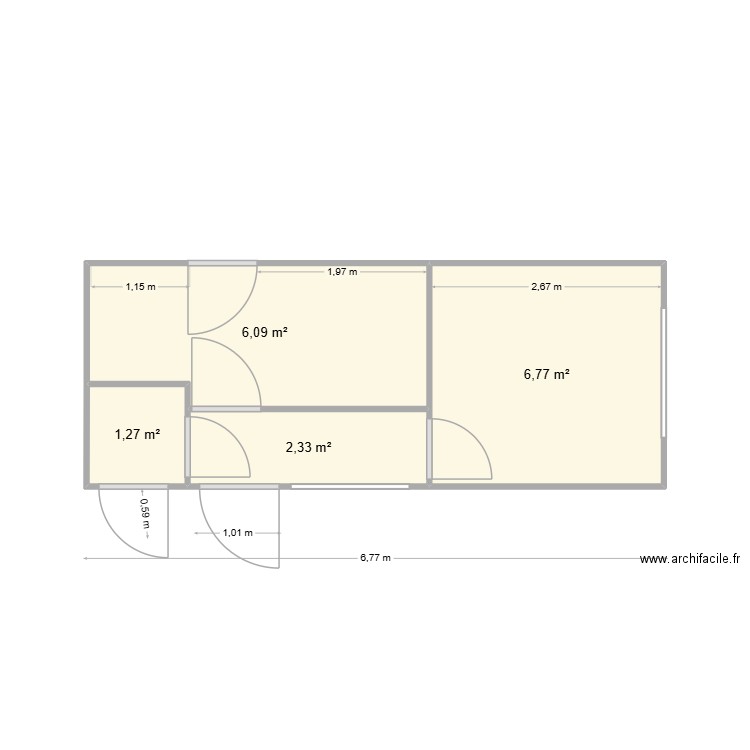 decoupe cuisson plan 2. Plan de 4 pièces et 16 m2