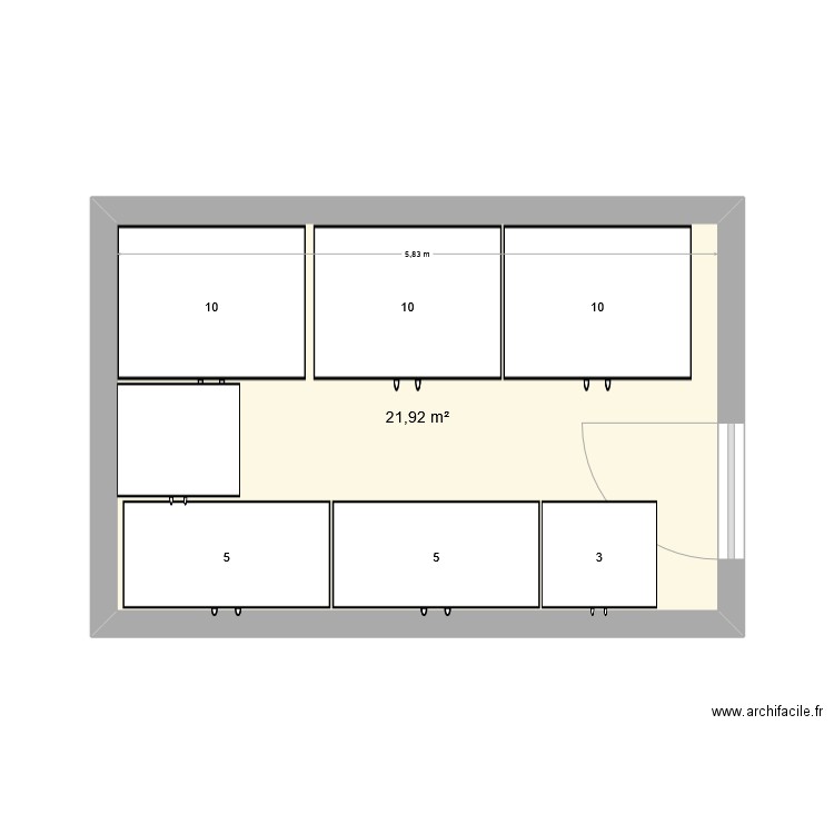 PAL. Plan de 1 pièce et 22 m2
