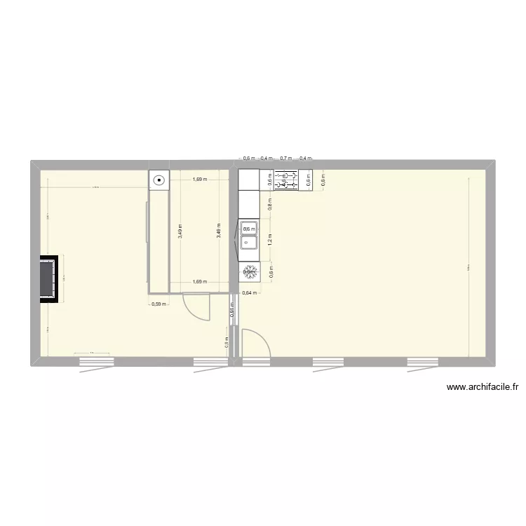 Maison Cuisine. Plan de 4 Pièces et 65 m² Maison Cuisine. Plan de 4 Pièces et 65 m²