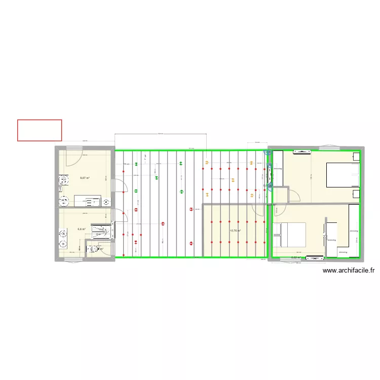 plan  maison derri&egrave;re plafond et eclairage . Plan de 