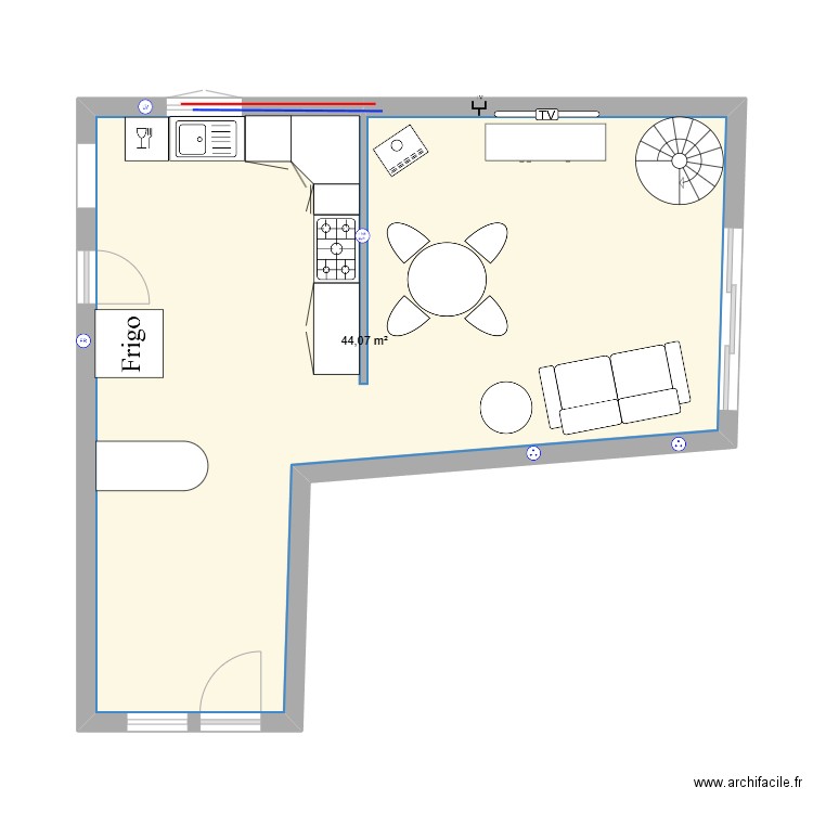 Tence. Plan de 1 pièce et 44 m2