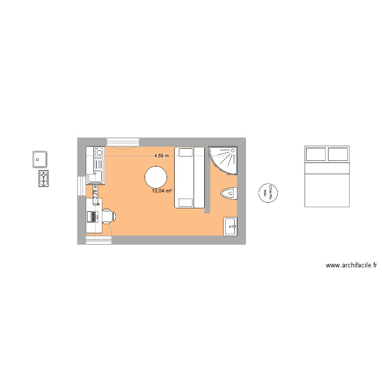 TRANSFORMATION BUANDERIE 03082025. Plan de 1 pièce et 13 m2