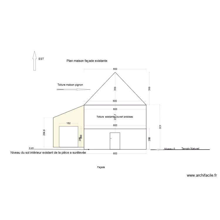Fa&ccedil;ade Nord Ouest 1234567. Plan de 